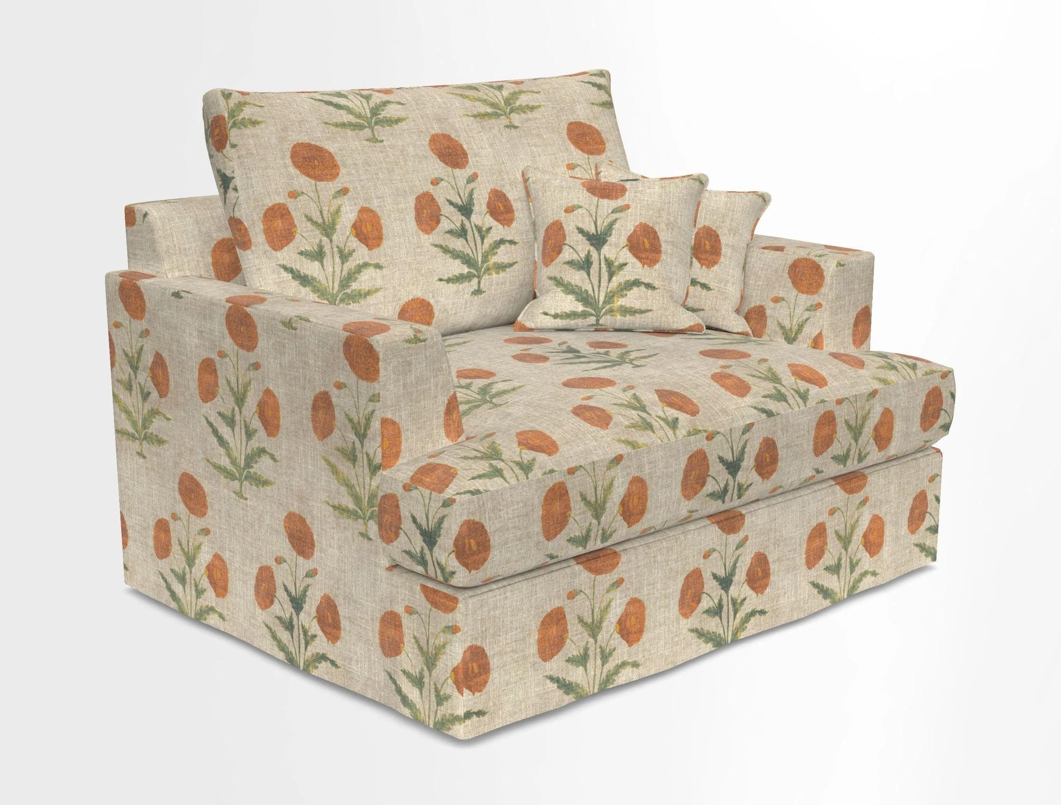 Slingsby Snuggler Fitted Cover Sofa in Two Tone Plain Biscuit.  Loose cover version available