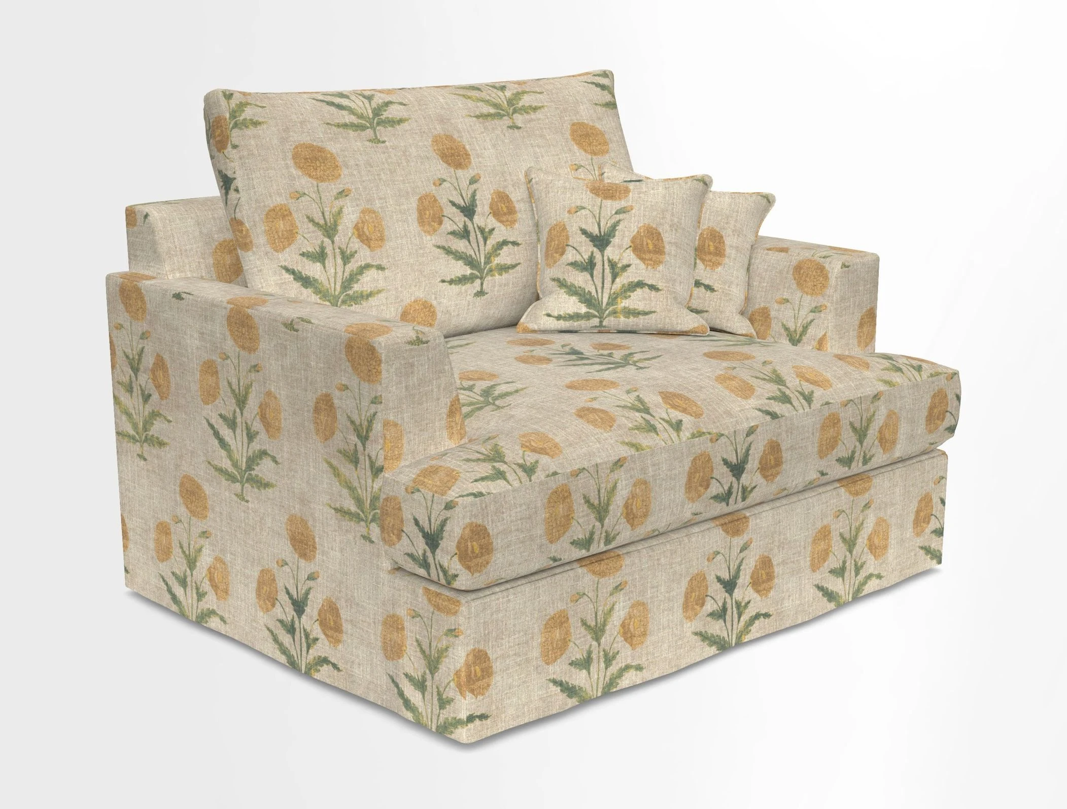 Slingsby Snuggler Fitted Cover Sofa in Two Tone Plain Biscuit.  Loose cover version available