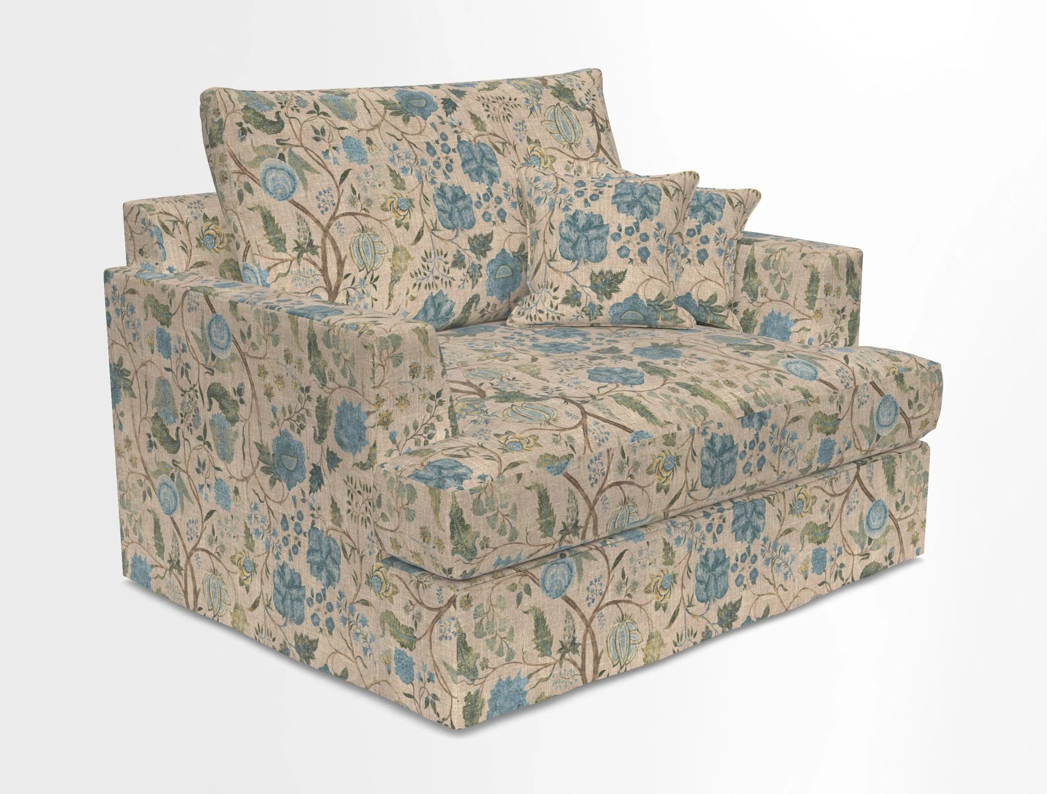 Slingsby Snuggler Fitted Cover Sofa in Two Tone Plain Biscuit.  Loose cover version available