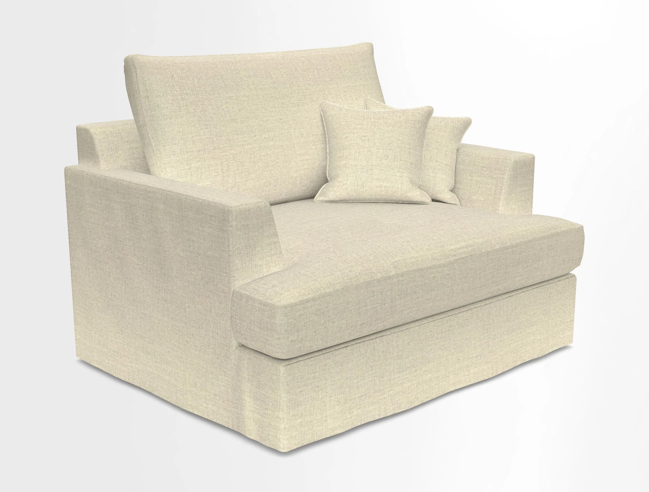 Slingsby Snuggler Fitted Cover Sofa in Two Tone Plain Biscuit.  Loose cover version available
