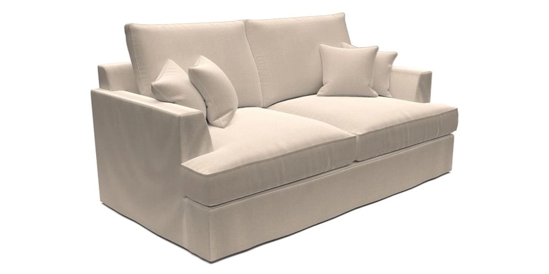 Slingsby 3 Seater Fitted Cover Sofa in Two Tone Plain Biscuit. Loose cover version available