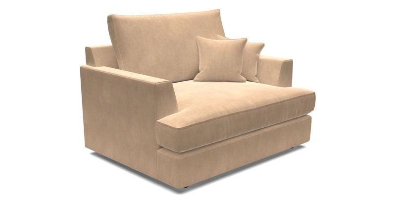 Slingsby Snuggler Fitted Cover Sofa in Two Tone Plain Biscuit.  Loose cover version available