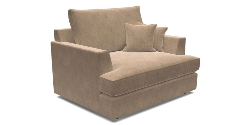 Slingsby Snuggler Fitted Cover Sofa in Two Tone Plain Biscuit.  Loose cover version available