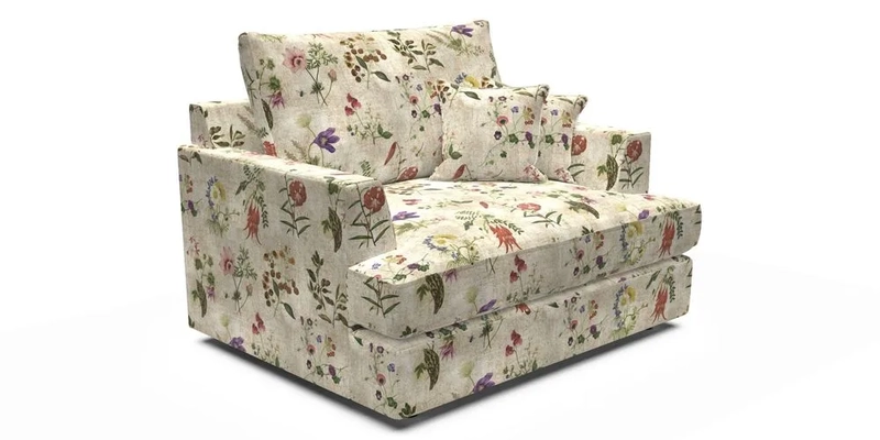 Slingsby Snuggler Fitted Cover Sofa in Two Tone Plain Biscuit.  Loose cover version available