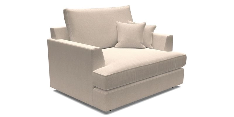 Slingsby Snuggler Fitted Cover Sofa in Two Tone Plain Biscuit.  Loose cover version available