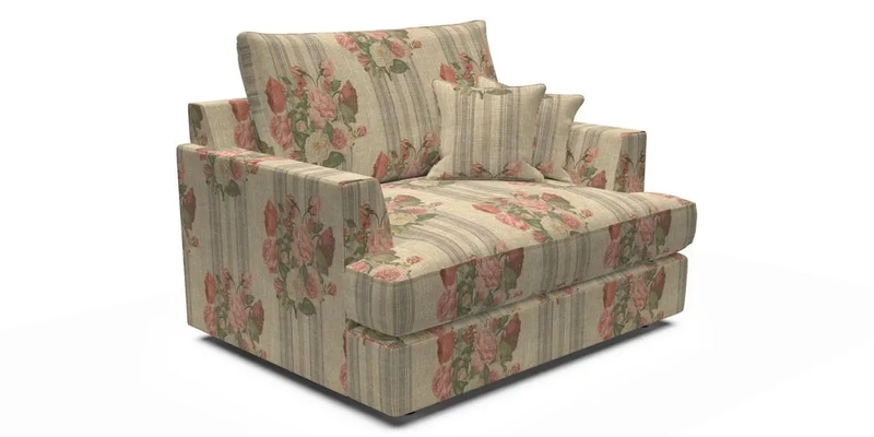 Slingsby Snuggler Fitted Cover Sofa in Two Tone Plain Biscuit.  Loose cover version available