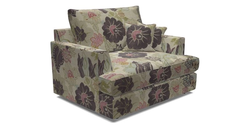 Slingsby Snuggler Fitted Cover Sofa in Two Tone Plain Biscuit.  Loose cover version available