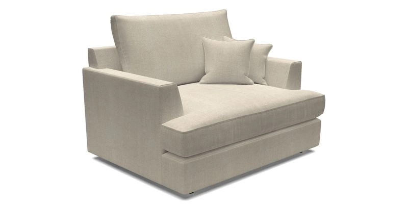 Slingsby Snuggler Fitted Cover Sofa in Two Tone Plain Biscuit.  Loose cover version available
