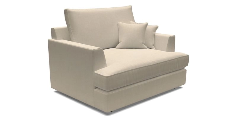 Slingsby Snuggler Fitted Cover Sofa in Two Tone Plain Biscuit.  Loose cover version available