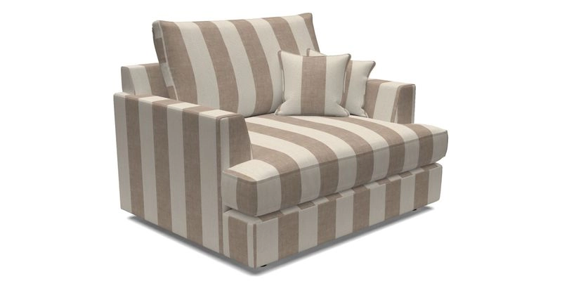Slingsby Snuggler Fitted Cover Sofa in Two Tone Plain Biscuit.  Loose cover version available