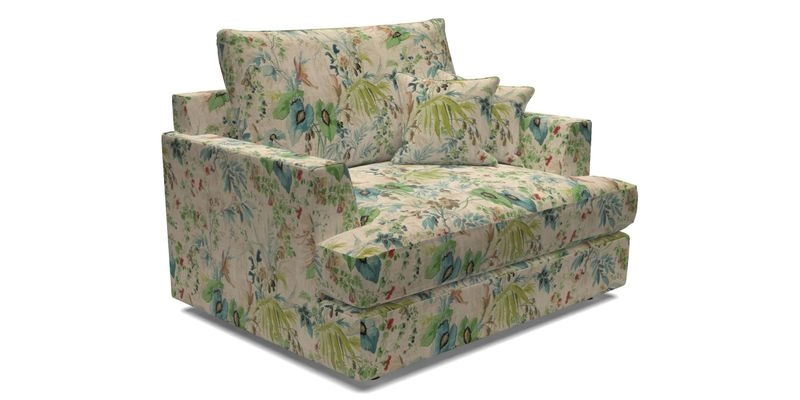 Slingsby Snuggler Fitted Cover Sofa in Two Tone Plain Biscuit.  Loose cover version available