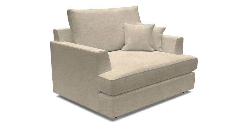 Slingsby Snuggler Fitted Cover Sofa in Two Tone Plain Biscuit.  Loose cover version available