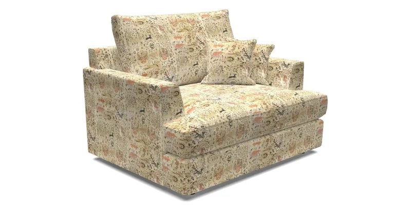 Slingsby Snuggler Fitted Cover Sofa in Two Tone Plain Biscuit.  Loose cover version available