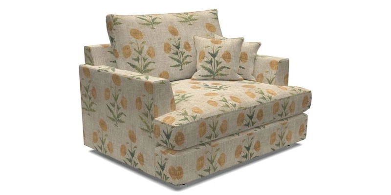 Slingsby Snuggler Fitted Cover Sofa in Two Tone Plain Biscuit.  Loose cover version available