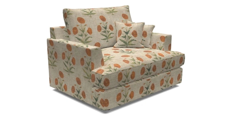 Slingsby Snuggler Fitted Cover Sofa in Two Tone Plain Biscuit.  Loose cover version available