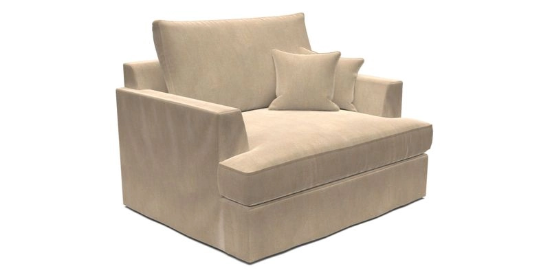 Slingsby Snuggler Fitted Cover Sofa in Two Tone Plain Biscuit.  Loose cover version available