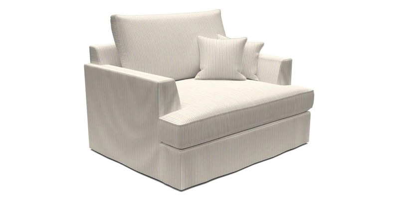 Slingsby Snuggler Fitted Cover Sofa in Two Tone Plain Biscuit.  Loose cover version available