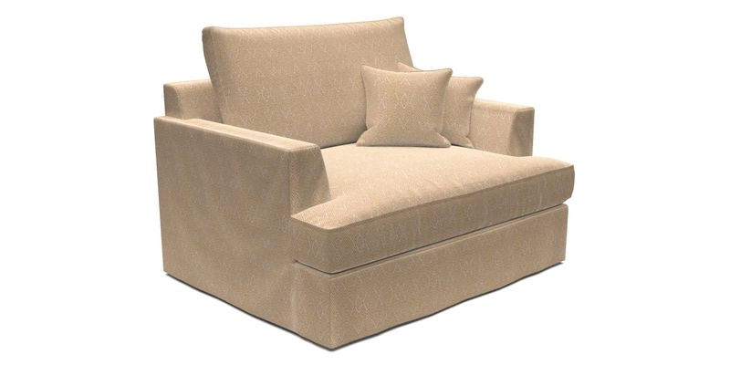 Slingsby Snuggler Fitted Cover Sofa in Two Tone Plain Biscuit.  Loose cover version available