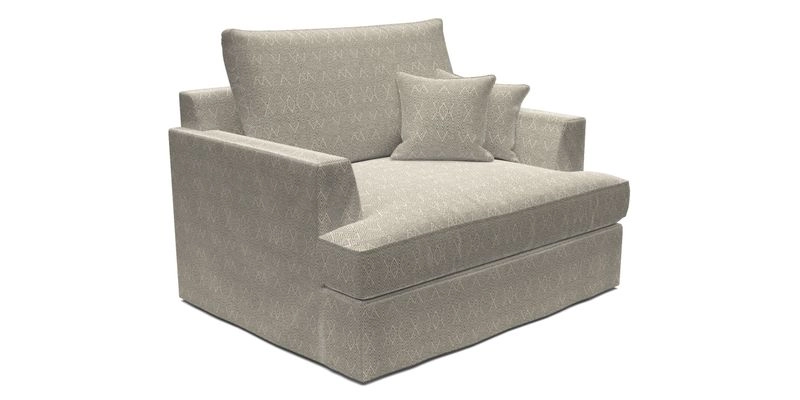 Slingsby Snuggler Fitted Cover Sofa in Two Tone Plain Biscuit.  Loose cover version available