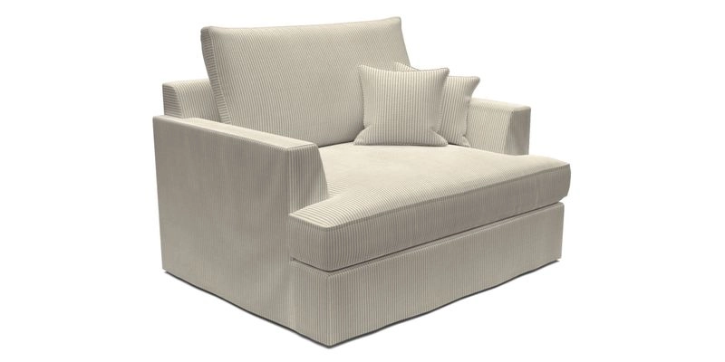 Slingsby Snuggler Fitted Cover Sofa in Two Tone Plain Biscuit.  Loose cover version available