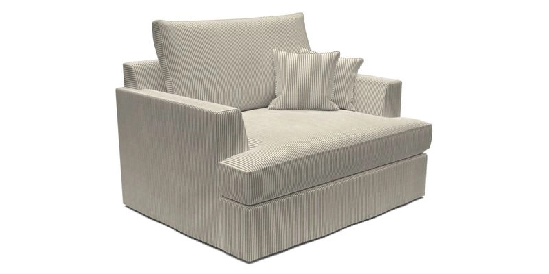 Slingsby Snuggler Fitted Cover Sofa in Two Tone Plain Biscuit.  Loose cover version available