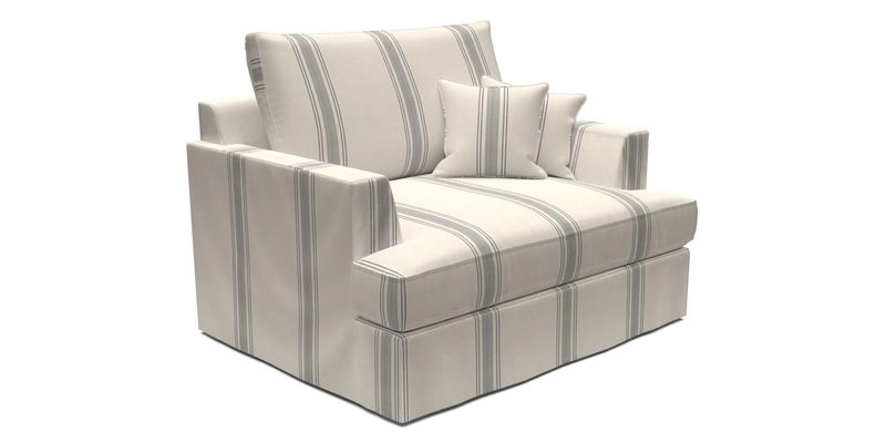 Slingsby Snuggler Fitted Cover Sofa in Two Tone Plain Biscuit.  Loose cover version available