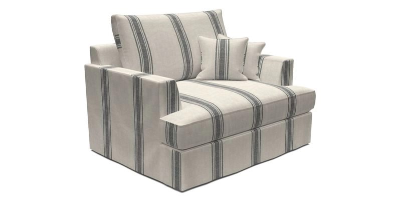 Slingsby Snuggler Fitted Cover Sofa in Two Tone Plain Biscuit.  Loose cover version available