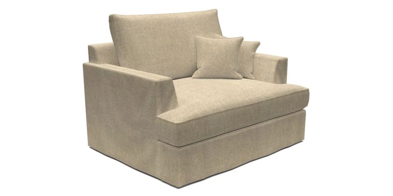 Slingsby Snuggler Fitted Cover Sofa in Two Tone Plain Biscuit.  Loose cover version available