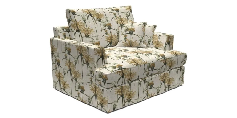 Slingsby Snuggler Fitted Cover Sofa in Two Tone Plain Biscuit.  Loose cover version available