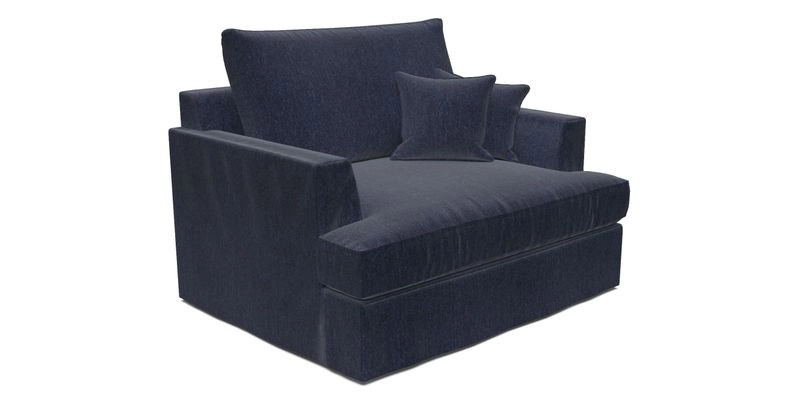 Slingsby Snuggler Fitted Cover Sofa in Two Tone Plain Biscuit.  Loose cover version available