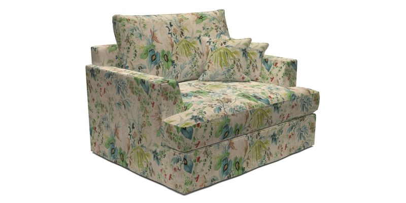 Slingsby Snuggler Fitted Cover Sofa in Two Tone Plain Biscuit.  Loose cover version available