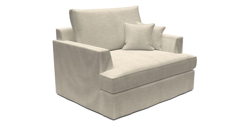 Slingsby Snuggler Fitted Cover Sofa in Two Tone Plain Biscuit.  Loose cover version available