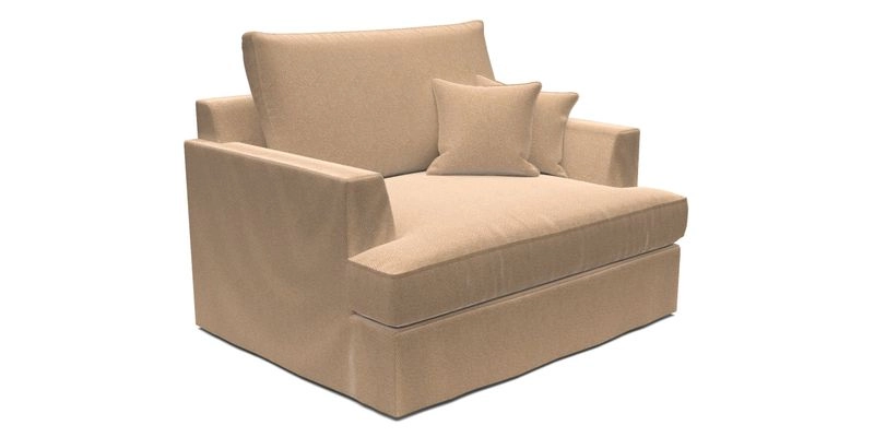 Slingsby Snuggler Fitted Cover Sofa in Two Tone Plain Biscuit.  Loose cover version available