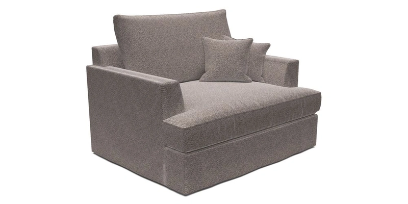 Slingsby Snuggler Fitted Cover Sofa in Two Tone Plain Biscuit.  Loose cover version available