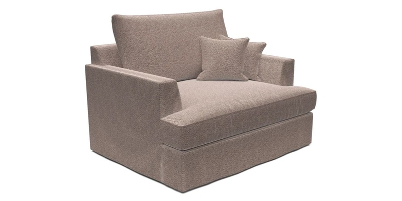 Slingsby Snuggler Fitted Cover Sofa in Two Tone Plain Biscuit.  Loose cover version available