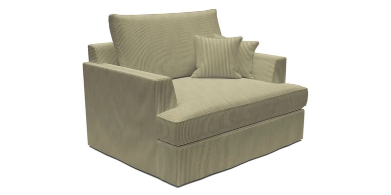 Slingsby Snuggler Fitted Cover Sofa in Two Tone Plain Biscuit.  Loose cover version available