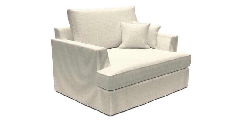 Slingsby Snuggler Fitted Cover Sofa in Two Tone Plain Biscuit.  Loose cover version available