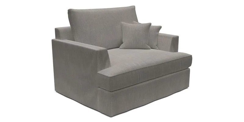 Slingsby Snuggler Fitted Cover Sofa in Two Tone Plain Biscuit.  Loose cover version available