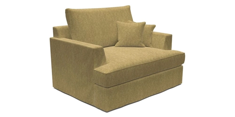 Slingsby Snuggler Fitted Cover Sofa in Two Tone Plain Biscuit.  Loose cover version available