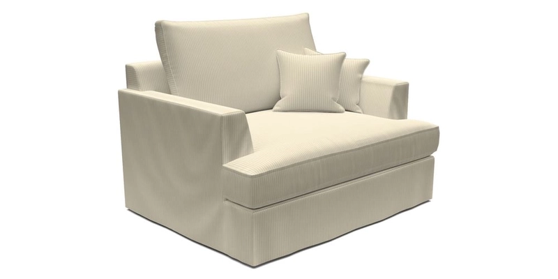 Slingsby Snuggler Fitted Cover Sofa in Two Tone Plain Biscuit.  Loose cover version available