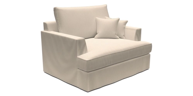 Slingsby Snuggler Fitted Cover Sofa in Two Tone Plain Biscuit.  Loose cover version available