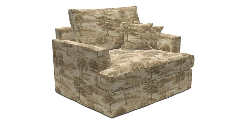 Slingsby Snuggler Fitted Cover Sofa in Two Tone Plain Biscuit.  Loose cover version available