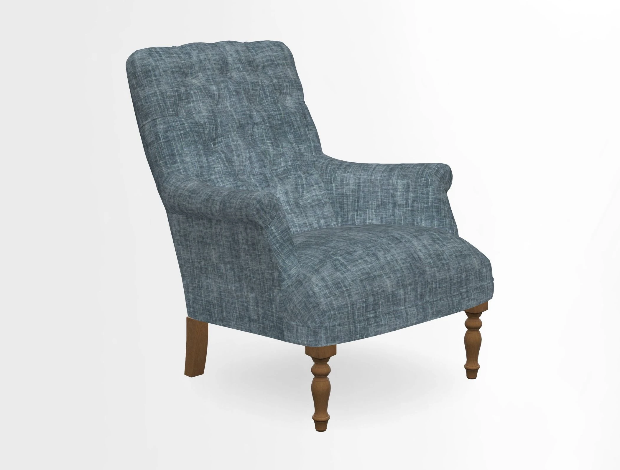 Snape Button Back chair in Spill Resistant V&A Bird & Rabbit Dark Green and Cube footstool in Spill Resistant RHS Etta's Stripe Ink