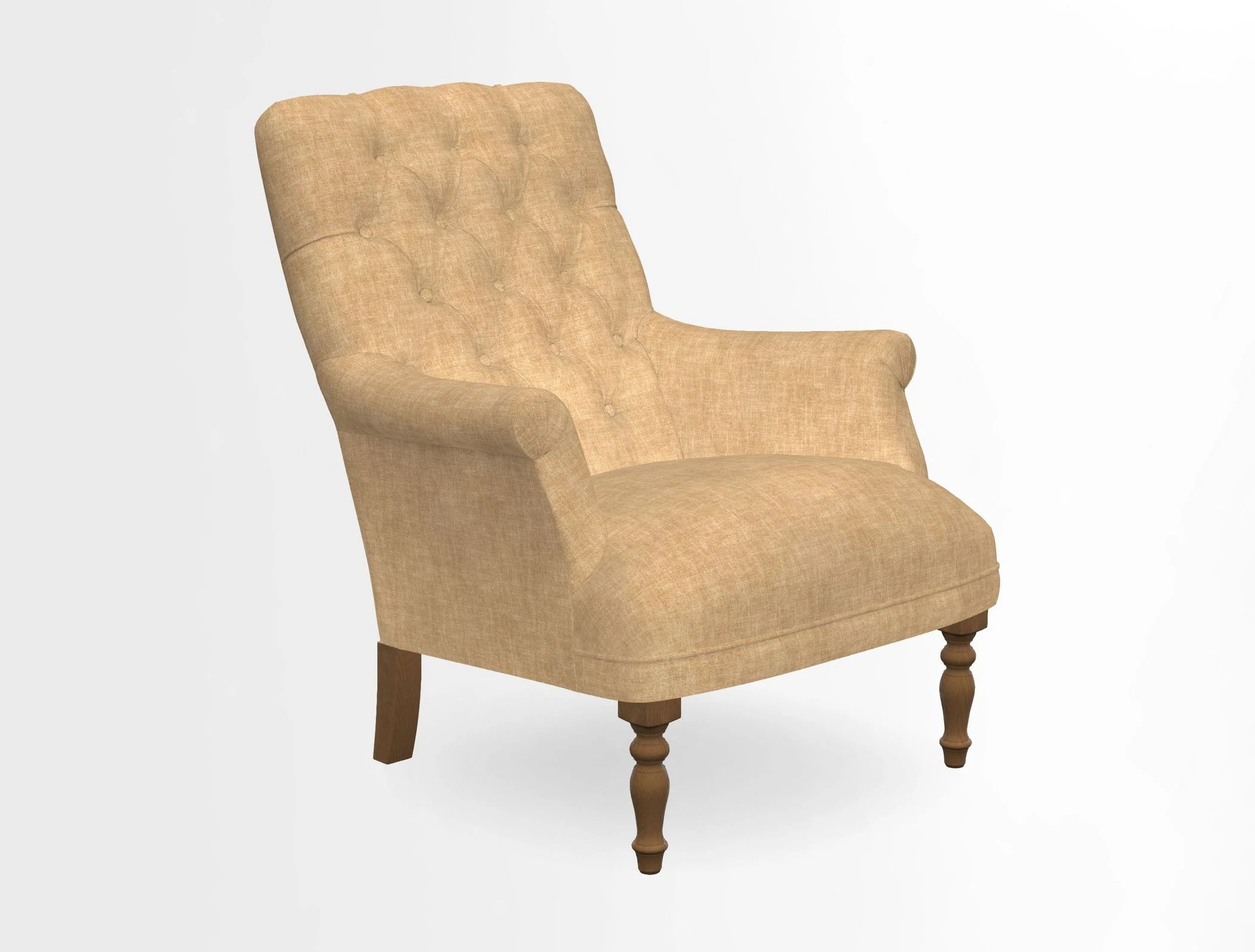 Snape Button Back chair in Spill Resistant V&A Bird & Rabbit Dark Green and Cube footstool in Spill Resistant RHS Etta's Stripe Ink