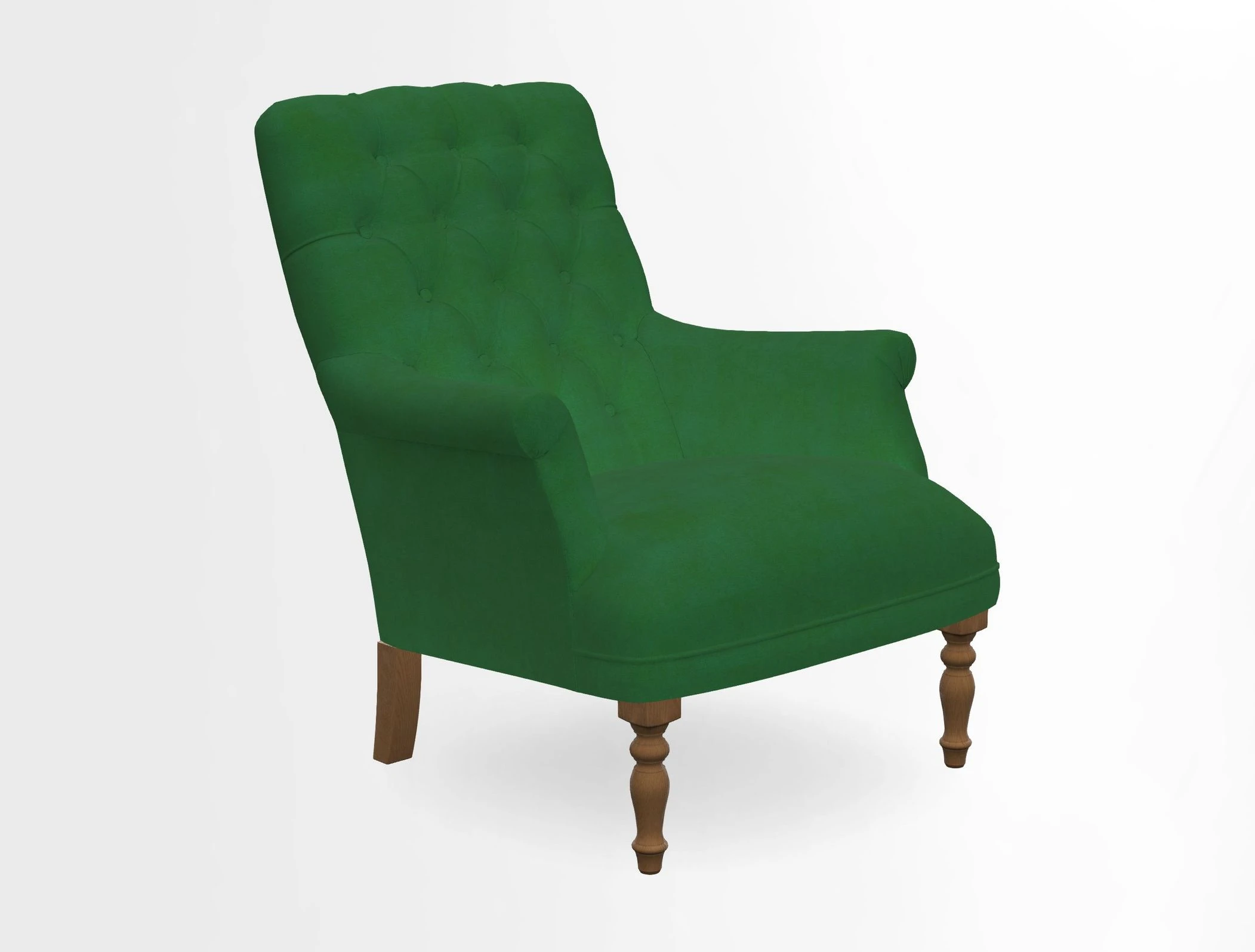 Snape Button Back chair in Spill Resistant V&A Bird & Rabbit Dark Green and Cube footstool in Spill Resistant RHS Etta's Stripe Ink