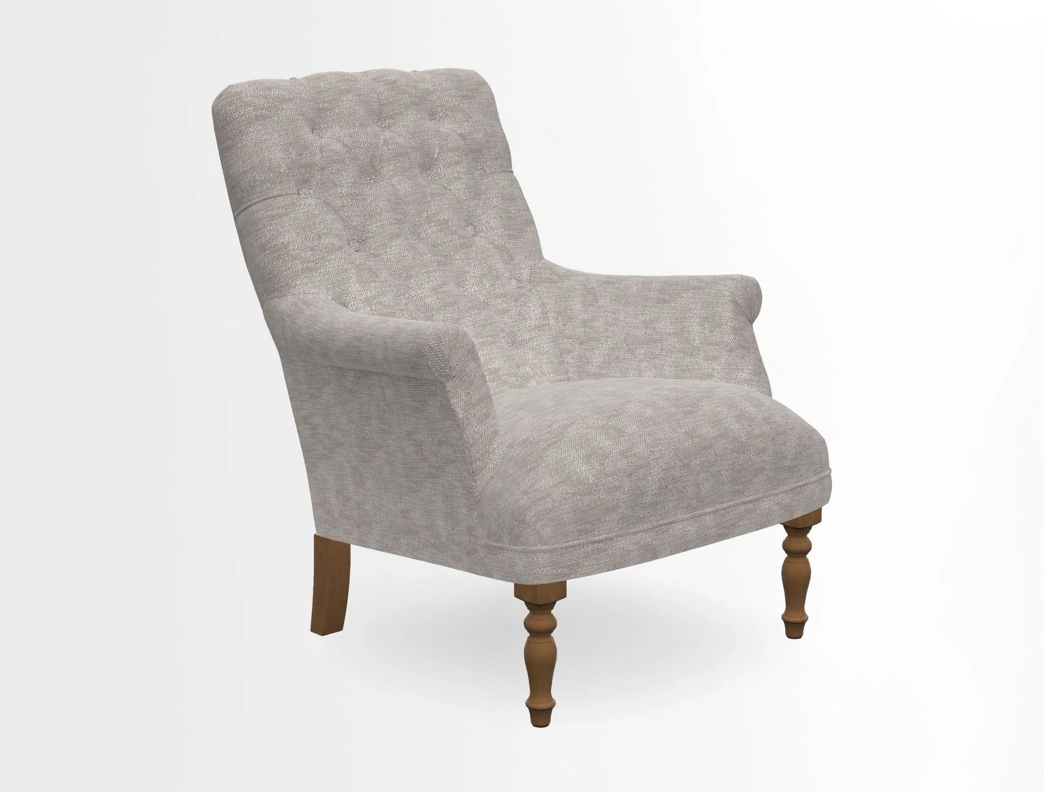 Snape Button Back chair in Spill Resistant V&A Bird & Rabbit Dark Green and Cube footstool in Spill Resistant RHS Etta's Stripe Ink