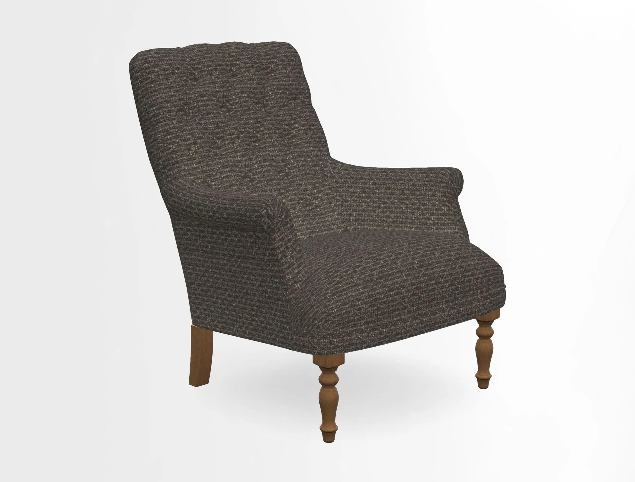 Snape Button Back chair in Spill Resistant V&A Bird & Rabbit Dark Green and Cube footstool in Spill Resistant RHS Etta's Stripe Ink