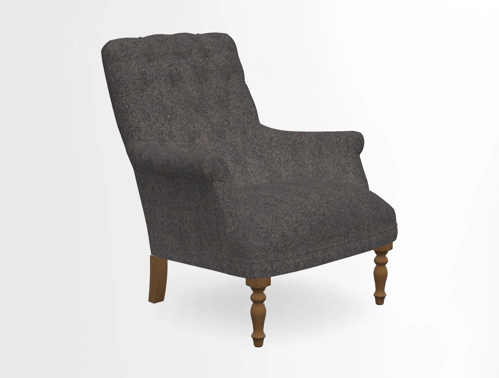Snape Button Back chair in Spill Resistant V&A Bird & Rabbit Dark Green and Cube footstool in Spill Resistant RHS Etta's Stripe Ink