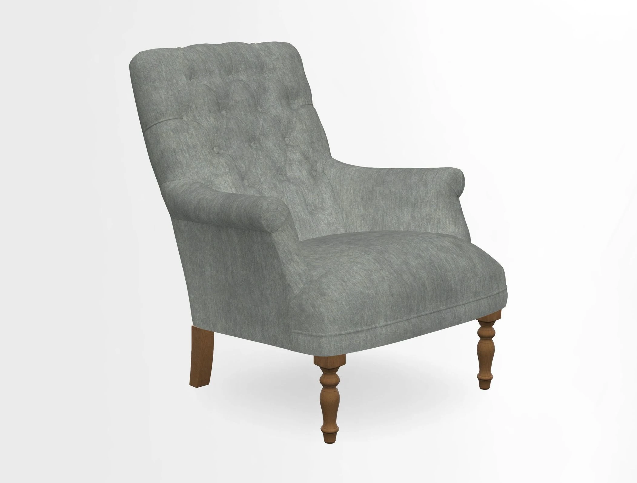 Snape Button Back chair in Spill Resistant V&A Bird & Rabbit Dark Green and Cube footstool in Spill Resistant RHS Etta's Stripe Ink
