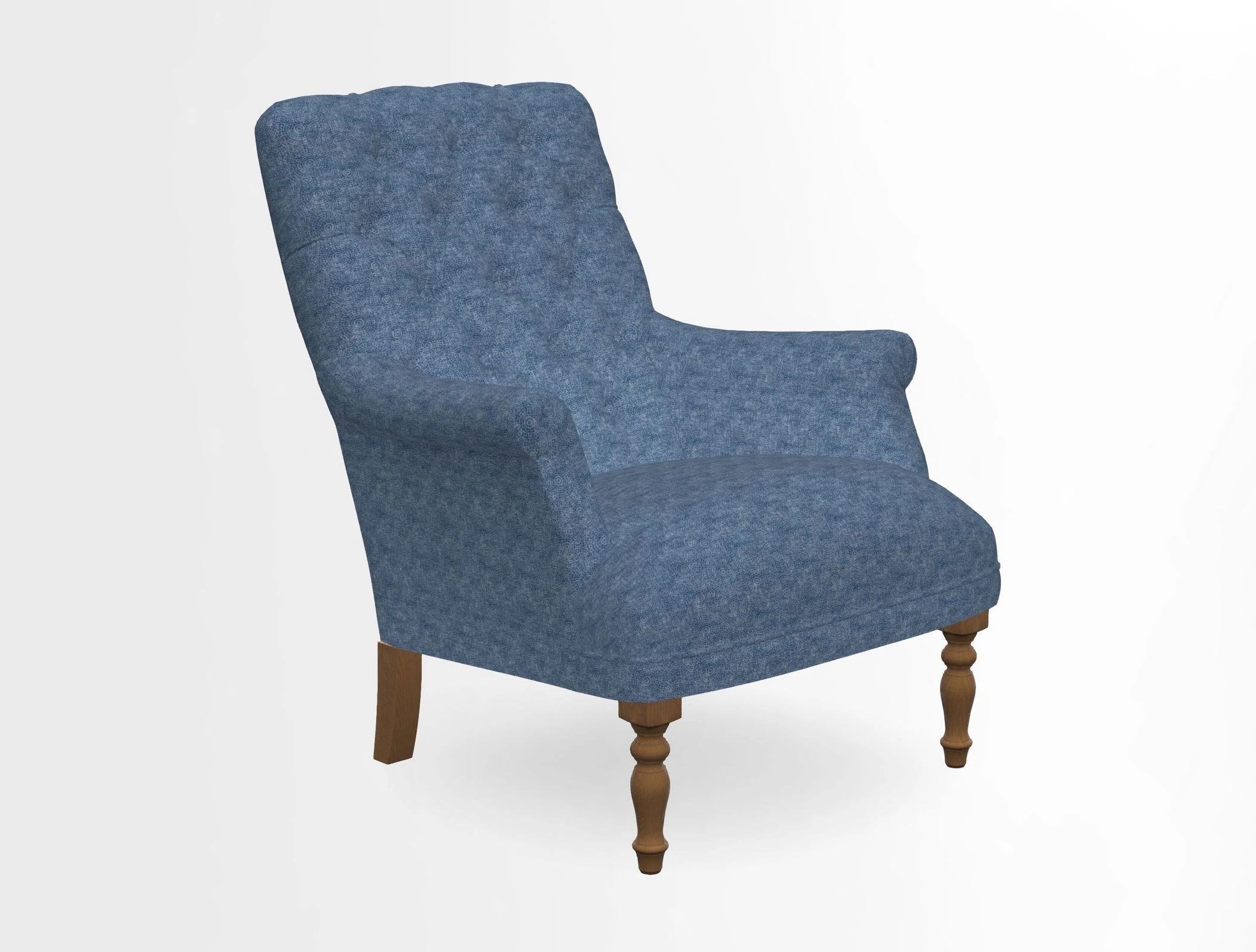 Snape Button Back chair in Spill Resistant V&A Bird & Rabbit Dark Green and Cube footstool in Spill Resistant RHS Etta's Stripe Ink